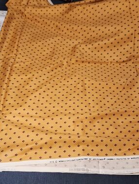 Mustard Yellow Diamond Print Fabric Screen Print By Jacklyn Nash Vintage 6.5  yr